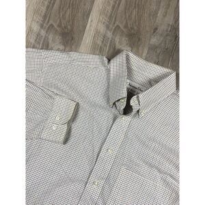 Christian‎ Dior Dress Shirt Men's Button Up Size 16.5-37 Tall Blue Brown Plaid
